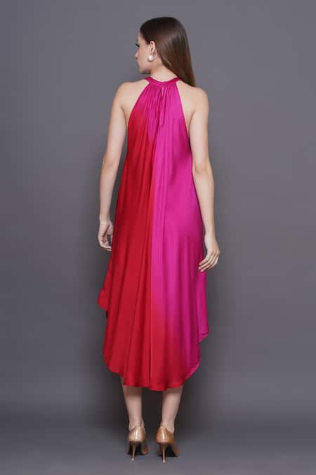 Angry Owl Owl Patchwork Halter Neck Ombre Dress 