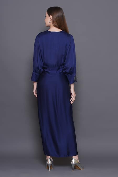 Angry Owl Embellished Owl Patchwork Draped Dress 