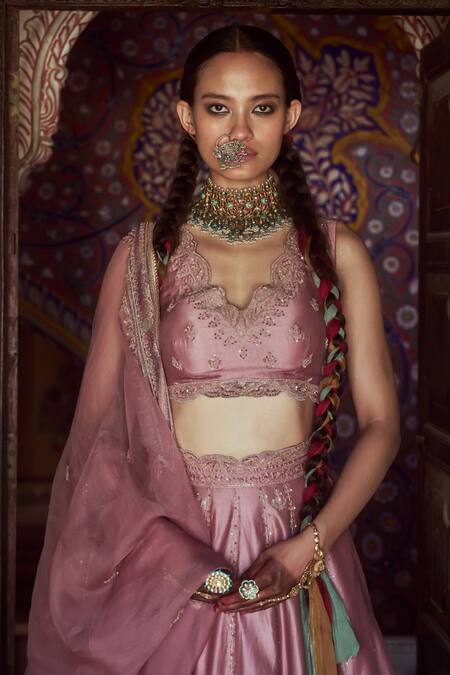 Buy Jigar Mali Purple Organza, Chanderi Cut Work, Sequins Scoop Stripe Embroidered Lehenga Set Online at Aza Fashions Buy_Jigar Mali_Purple Organza, Chanderi Cut Work, Sequins Scoop Stripe Embroidered Lehenga Set _Online_at_Aza_Fashions