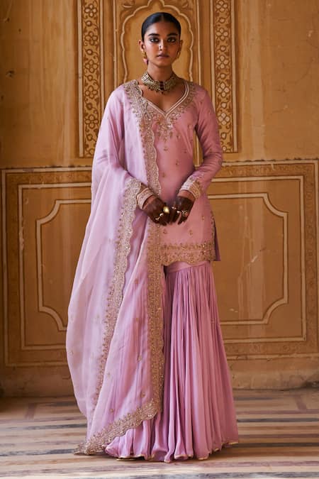 Jigar Mali Embroidered Kurta Sharara Set 