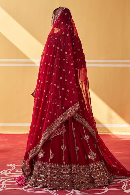 Jigar Mali Leaf Embroidered Bridal Lehenga Set 