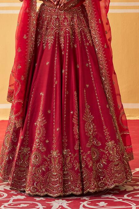 Buy Jigar Mali Maroon Chanderi Sequins, Zari, Embroidery Sweetheart Neck Bridal Lehenga Set Online at Aza Fashions Buy_Jigar Mali_Maroon Chanderi Sequins, Zari, Embroidery Sweetheart Neck Bridal Lehenga Set _Online_at_Aza_Fashions