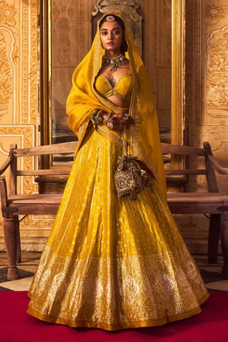 Jigar Mali Mughal Woven Bridal Lehenga Set 