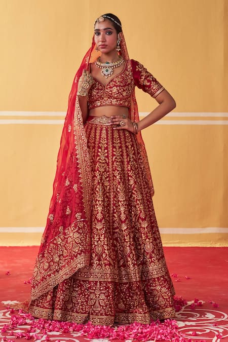 Jigar Mali Floral Stripe Pattern Lehenga Set 