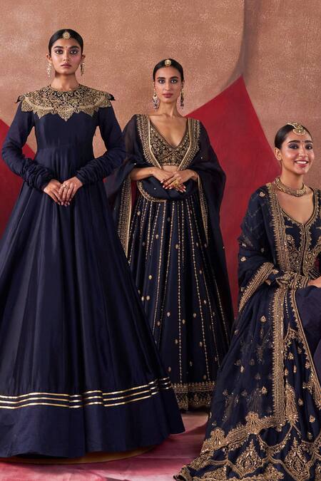 Shop Jigar Mali Blue Organza, Chanderi Beads, Sequins, Cutdana Embroidered Jacket Anarkali Set Shop_Jigar Mali_Blue Organza, Chanderi Beads, Sequins, Cutdana Embroidered Jacket Anarkali Set