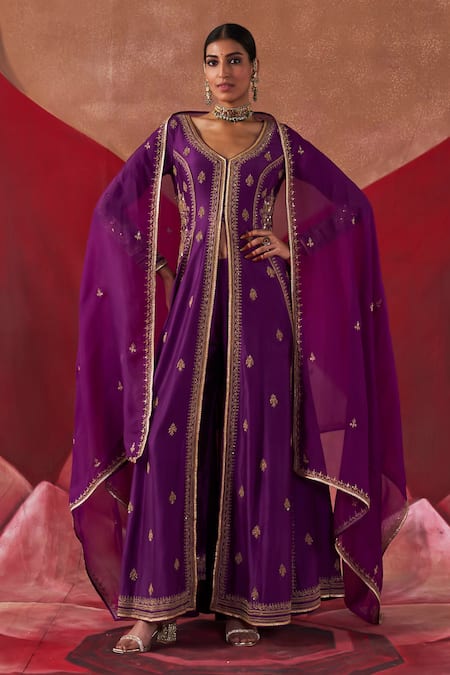 Buy Jigar Mali Purple Chanderi, Organza Embroidery, Diamonds Dori Hand Jacket Anarkali Set Online at Aza Fashions Buy_Jigar Mali_Purple Chanderi, Organza Embroidery, Diamonds Dori Hand Jacket Anarkali Set _Online_at_Aza_Fashions