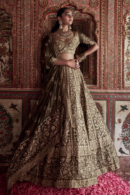 Jigar Mali Floral Dori Hand Embroidered Bridal Lehenga Set 