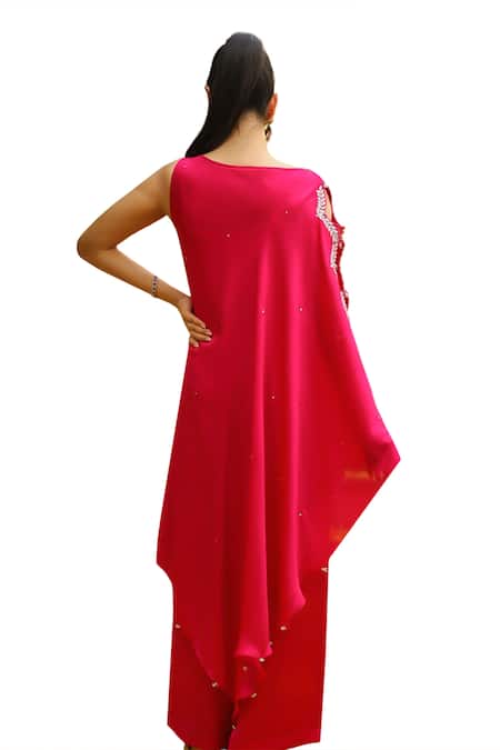 Ajiesh Oberoi Pink Chiffon, Lycra Leher Cutdana Embroidered Cape And Palazzo Set at Aza Fashions Ajiesh Oberoi_Pink Chiffon, Lycra Leher Cutdana Embroidered Cape And Palazzo Set _at_Aza_Fashions