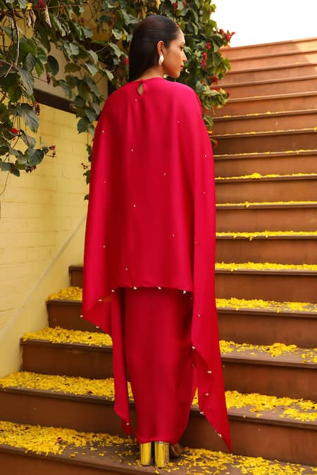 Shop Ajiesh Oberoi Pink Chiffon Beads, Zari Round Neck Rhythm Zardozi Embroidered Kaftan With Skirt at Aza Fashions Shop_Ajiesh Oberoi_Pink Chiffon Beads, Zari Round Neck Rhythm Zardozi Embroidered Kaftan With Skirt _at_Aza_Fashions