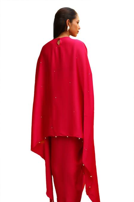 Buy Ajiesh Oberoi Pink Chiffon Beads, Zari Round Neck Rhythm Zardozi Embroidered Kaftan With Skirt Buy_Ajiesh Oberoi_Pink Chiffon Beads, Zari Round Neck Rhythm Zardozi Embroidered Kaftan With Skirt