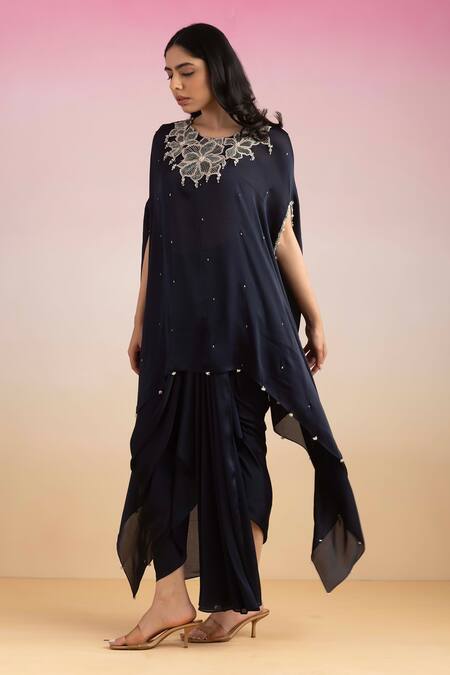 Buy Ajiesh Oberoi Blue Chiffon Zari, Embroidery Round Neck Zardozi Kaftan Skirt Set Online at Aza Fashions Buy_Ajiesh Oberoi_Blue Chiffon Zari, Embroidery Round Neck Zardozi Kaftan Skirt Set _Online_at_Aza_Fashions