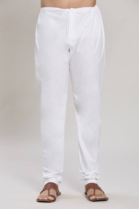 Arihant Rai Sinha_White Cotton Embroidery Samsera Butta Pattern Kurta With Churidar _at_Aza_Fashions