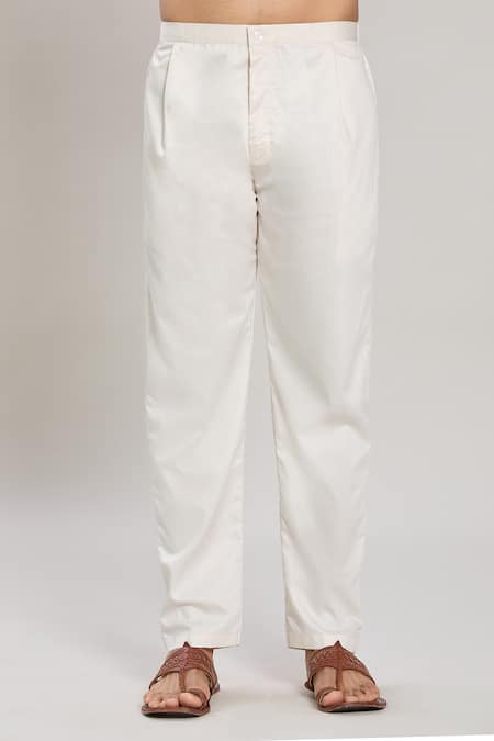 Arihant Rai Sinha_Off White Cotton Embroidery Pailsey Print Kurta And Pant Set_at_Aza_Fashions