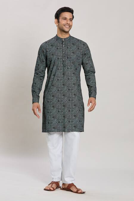 Buy Arihant Rai Sinha Grey Cotton Geometric Print Kurta And Pant Set Online at Aza Fashions Buy_Arihant Rai Sinha_Grey Cotton Geometric Print Kurta And Pant Set_Online_at_Aza_Fashions