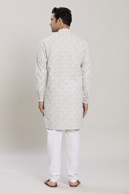 Arihant Rai Sinha Leaf Print Straight Kurta & Pant Set 