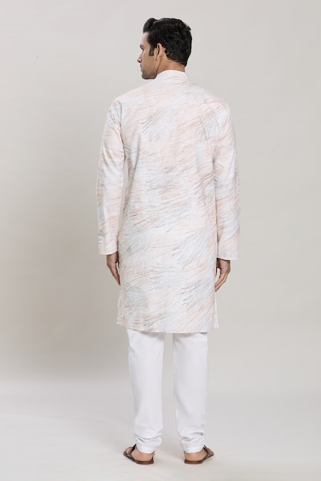Shop Arihant Rai Sinha White Linen, Cotton Brush Print Straight Kurta And Pant Set at Aza Fashions Shop_Arihant Rai Sinha_White Linen, Cotton Brush Print Straight Kurta And Pant Set_at_Aza_Fashions