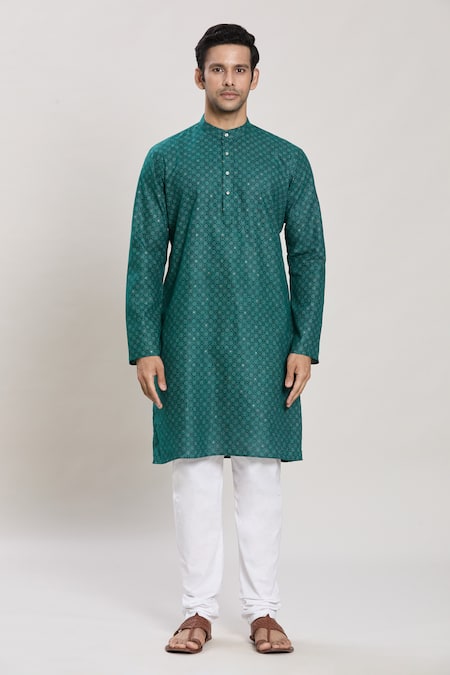 Buy Arihant Rai Sinha Green Linen, Cotton Embroidery Straight Printed Kurta And Pant Set Online at Aza Fashions Buy_Arihant Rai Sinha_Green Linen, Cotton Embroidery Straight Printed Kurta And Pant Set_Online_at_Aza_Fashions