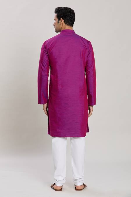 Shop Arihant Rai Sinha Purple Cotton Solid Straight Long Sleeve Kurta And Churidar Set at Aza Fashions Shop_Arihant Rai Sinha_Purple Cotton Solid Straight Long Sleeve Kurta And Churidar Set_at_Aza_Fashions