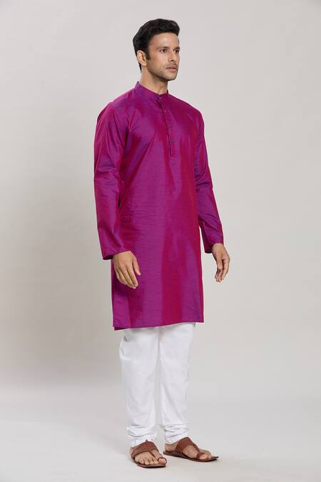 Arihant Rai Sinha Purple Cotton Solid Straight Long Sleeve Kurta And Churidar Set Online at Aza Fashions Arihant Rai Sinha_Purple Cotton Solid Straight Long Sleeve Kurta And Churidar Set_Online_at_Aza_Fashions