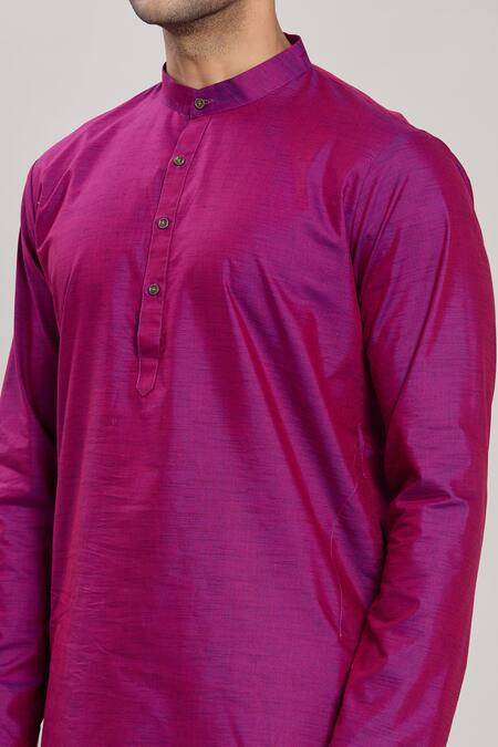 Shop Arihant Rai Sinha Purple Cotton Solid Straight Long Sleeve Kurta And Churidar Set Online at Aza Fashions Shop_Arihant Rai Sinha_Purple Cotton Solid Straight Long Sleeve Kurta And Churidar Set_Online_at_Aza_Fashions