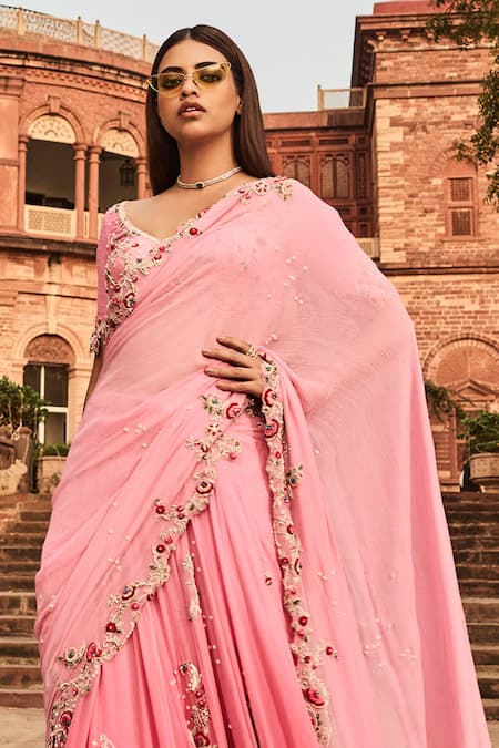 Dolly J Resham Embroidered Lehenga Saree With Blouse 