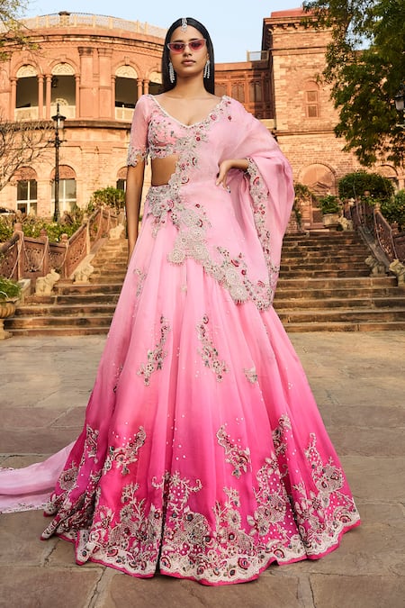 Dolly J Floral Pearl Embroidered Lehenga Set 