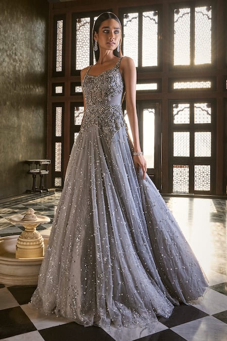 Dolly J Tonal Sequin Embroidered Gown 