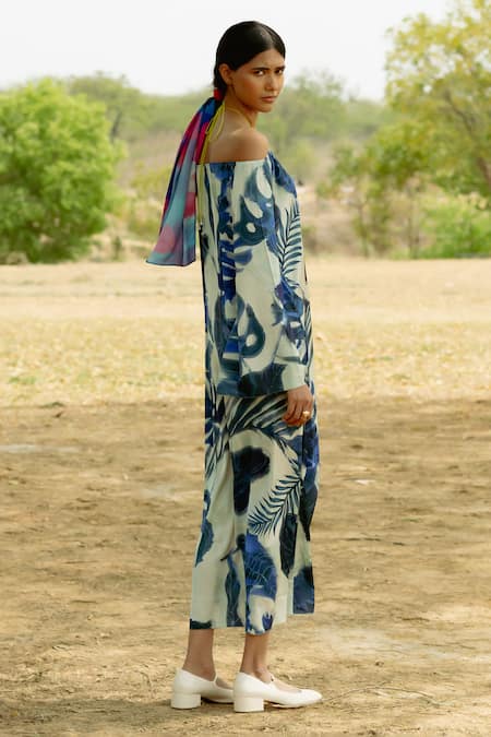 Raasa Tropical Bliss Print Halter Neck Dress 