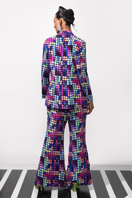 Shop_Nautanky_Multi Color Crepe Bold N Boujee Blazer And Pant Co-ord Set _at_Aza_Fashions