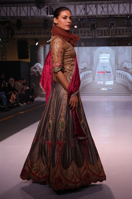 Rina Dhaka Stripe Woven Bridal Lehenga Set 