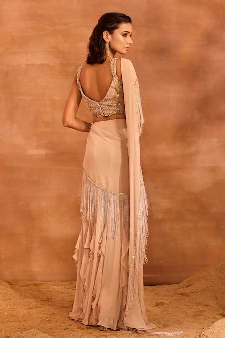 Divya Aggarwal Ember Fringed Concept Saree & Embellished Blouse 