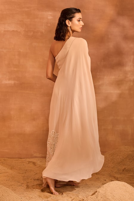 Divya Aggarwal Talia One Shoulder Embroidered Tunic & Pant Set 