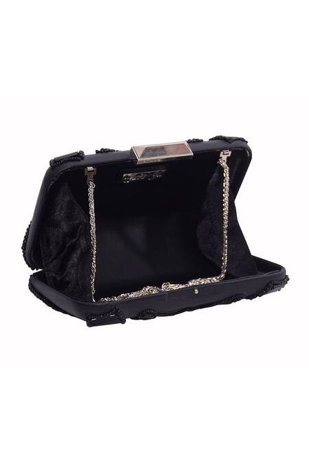Buy_Jasbir Gill_Black Bead Basket Weave Clutch _Online_at_Aza_Fashions