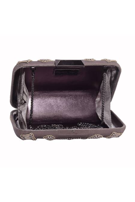 Buy Jasbir Gill Grey Bead Metallic Embellished Clutch Online at Aza Fashions Buy_Jasbir Gill_Grey Bead Metallic Embellished Clutch _Online_at_Aza_Fashions