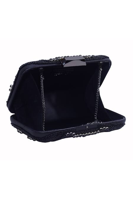 Buy Jasbir Gill Black Bead Paisley Embroidered Box Clutch Online at Aza Fashions Buy_Jasbir Gill_Black Bead Paisley Embroidered Box Clutch _Online_at_Aza_Fashions
