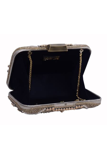 Buy Jasbir Gill Gold Bead Embroidered Box Clutch Online at Aza Fashions Buy_Jasbir Gill_Gold Bead Embroidered Box Clutch _Online_at_Aza_Fashions