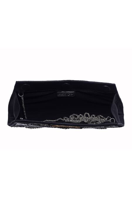 Buy_Jasbir Gill_Black Sequin Metallic Stud Embellished Box Clutch _Online_at_Aza_Fashions