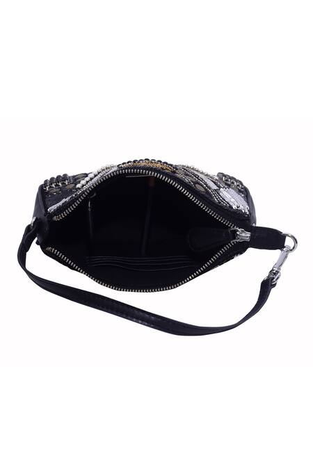 Buy_Jasbir Gill_Black Sequin Embellished Wristlet Bag _Online_at_Aza_Fashions