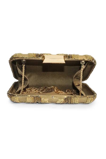 Jasbir Gill_Beige Hand Embroidery Clutch _Online_at_Aza_Fashions