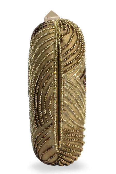 Buy_Jasbir Gill_Beige Hand Embroidery Clutch _Online_at_Aza_Fashions