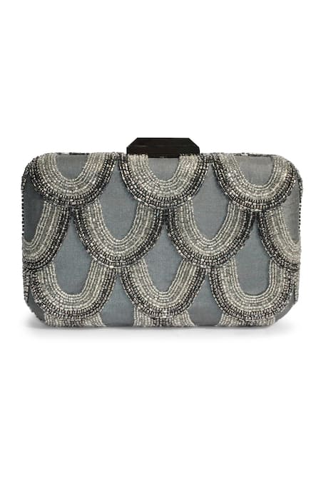 Jasbir Gill Scallop Hand Embroidered Clutch 