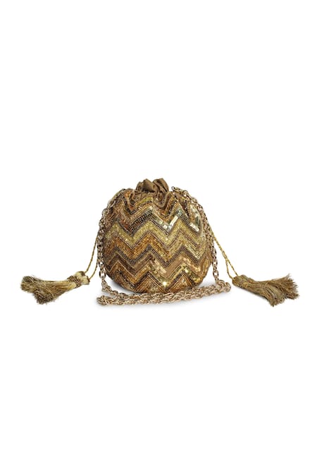 JASBIR GILL Chevron Embroidered Potli Bag 