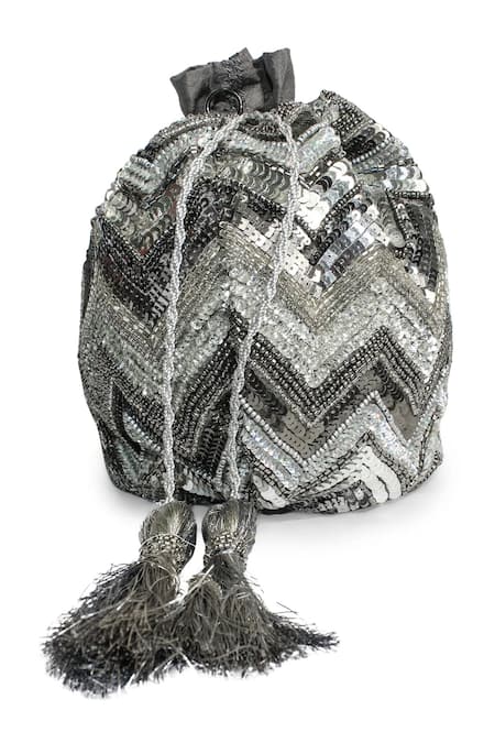 Jasbir Gill Chevron Sequin Embroidered Potli Bag 