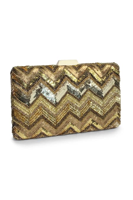 Jasbir Gill Chevron Hand Embroidered Clutch 