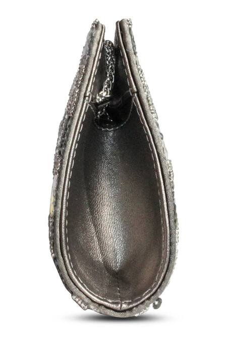 Jasbir Gill_Silver Embellished Sequin Square Clutch _Online_at_Aza_Fashions