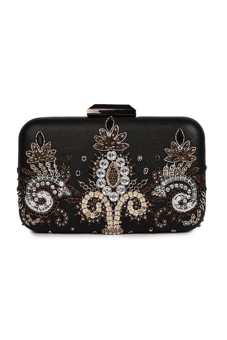 Jasbir Gill Zardozi Embroidered Leather Clutch 
