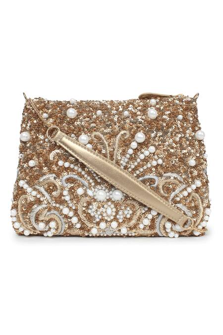 Jasbir Gill_Gold Embellished Tonal Sequin Clutch _Online_at_Aza_Fashions