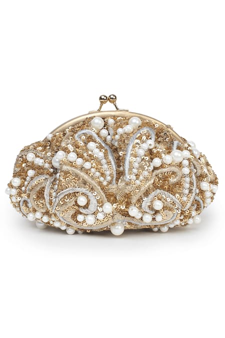 Jasbir Gill Pearl & Sequin Embroidered Framed Purse 