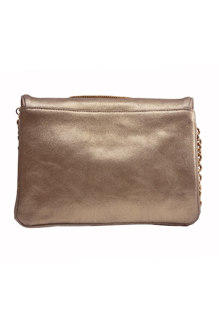 Jasbir Gill Metal Embroidered Fold Over Clutch 