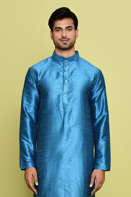 Buy Arihant Rai Sinha Blue Silk Solid Straight Kurta With Pant Online at Aza Fashions Buy_Arihant Rai Sinha_Blue Silk Solid Straight Kurta With Pant _Online_at_Aza_Fashions